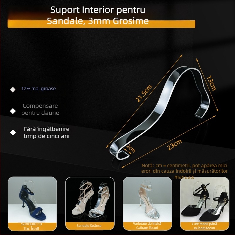 Raft de expunere pentru pantofi din piele cu toc mediu și înalt, din acril transparent, cu suporturi elastice interioare