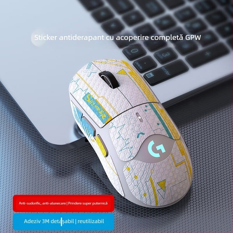 Sticker pentru mouse gaming GPW1/2 generație – antiderapant, rezistent la transpirație, plăcut la atingere, adeziv 3M detașabil