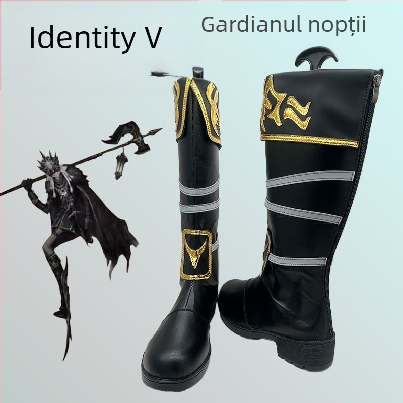 Botosei cosplay, vârf rotund, exterior din microfibră, talpă din cauciuc, înălțime înaltă, fermoar