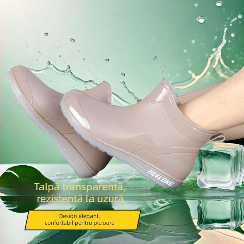 Pantofi de ploaie pentru femei, PVC partea superioară, ghete joase, toamnă–iarna