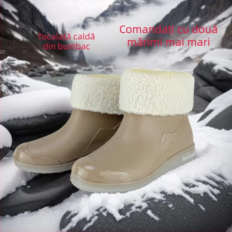 Pantofi de ploaie pentru femei, PVC partea superioară, ghete joase, toamnă–iarna