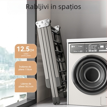 Uscător de haine autoportant, din aliaj de aluminiu, pliabil, design cu formă de aripă, stil modern minimalist