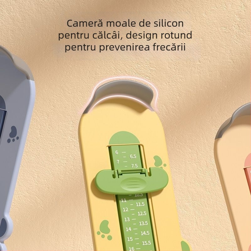Dispozitiv de măsurare a talpii bebelușului pentru uz casnic, ABS plastic; brand Tong can; măsoară lungimea interioară a încălțămintei și lungimea piciorului pentru 1–6 ani