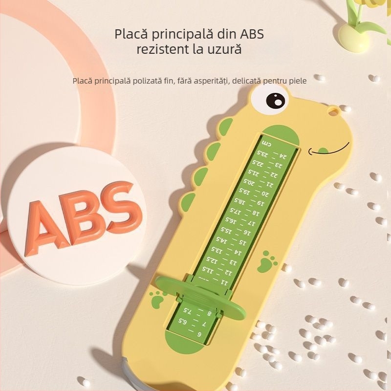 Dispozitiv de măsurare a talpii bebelușului pentru uz casnic, ABS plastic; brand Tong can; măsoară lungimea interioară a încălțămintei și lungimea piciorului pentru 1–6 ani