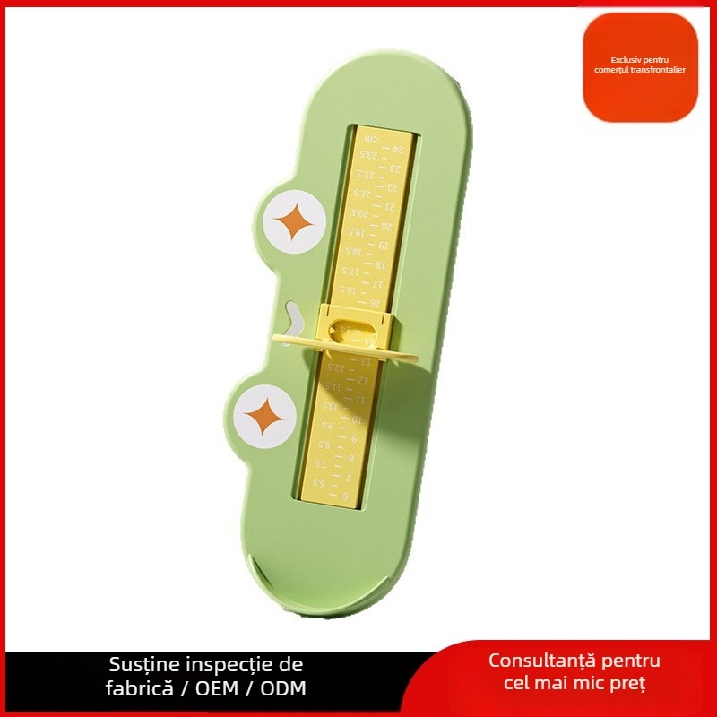 Măsurător pentru lungimea piciorului la copii – Instrument de acasă, precis, pentru vârste 0–10 ani (ABS plastic; ambalaj single; Shield Dad; Cartoon Paradise)