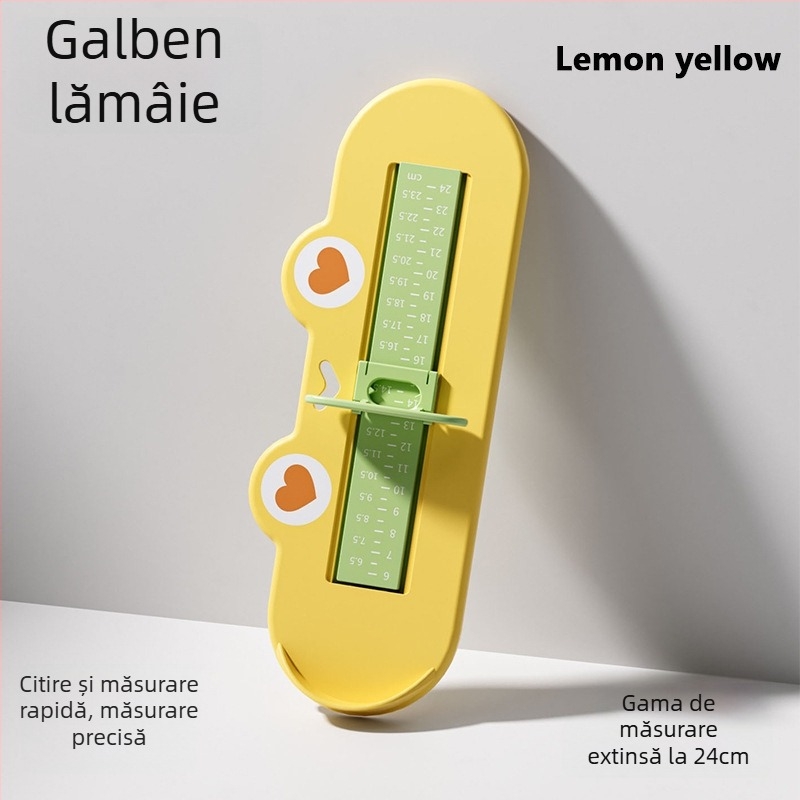 Măsurător pentru lungimea piciorului la copii – Instrument de acasă, precis, pentru vârste 0–10 ani (ABS plastic; ambalaj single; Shield Dad; Cartoon Paradise)