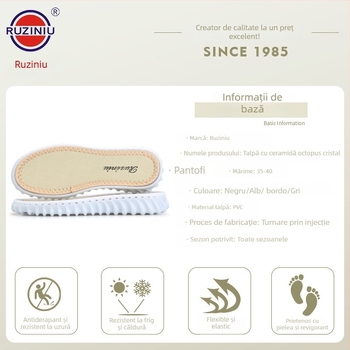 Talpă de pantofi din PVC, croșetată manual, semi-finisă, talpă moale, antiderapant, rezistentă la uzură
