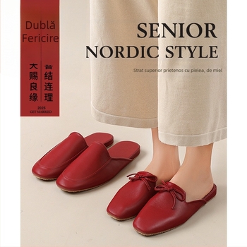 Papuci de interior pentru cuplu - unisex, partea superioară din țesătură, talpă din tendon de vițel, antiderapante, rezistente la uzură, confort la purtare