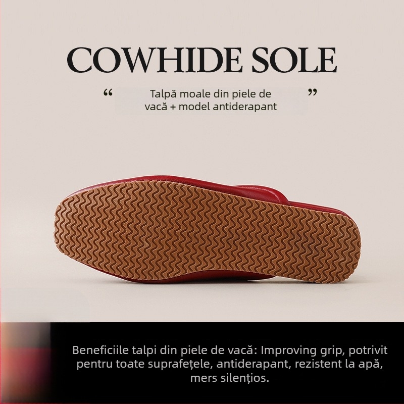 Papuci de interior pentru cuplu - unisex, partea superioară din țesătură, talpă din tendon de vițel, antiderapante, rezistente la uzură, confort la purtare