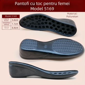 Talpă de înlocuire pentru pantofi din piele — poliuretan, îngroșată, rezistentă la uzură, compatibilă cu toc mediu