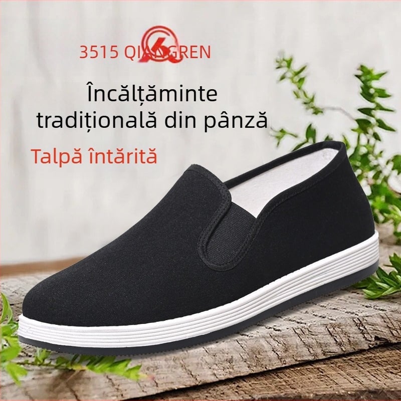 Pantofi casual unisex din pânză, fără șireturi, cu vârf rotund, talpă cu o mie de straturi, pentru purtare zilnică confortabilă