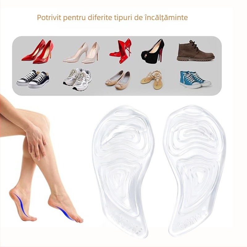 A14 Gel – Plăci transparente pentru arc, moi – pernă pentru partea din față a piciorului, talpă anti-fricțiune, potrivite pentru adidași, încălțăminte din piele și încălțăminte de lucru, personalizabile