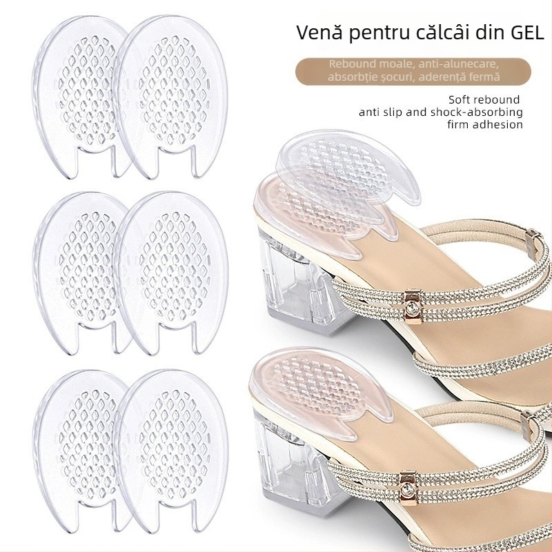 Tampon de călcâi din gel cu suprafață autoadezivă anti-derapare, talpă moale cu amortizare, suport ortopedic; potrivit pentru adidași, pantofi din piele, botine și sandale; purtabil în toate sezoanele