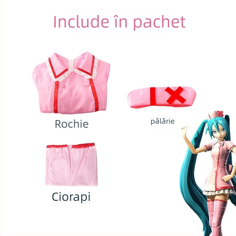 Costum cosplay pentru asistentă medicală - set complet pentru roluri anime, amestec poliester 30-50%