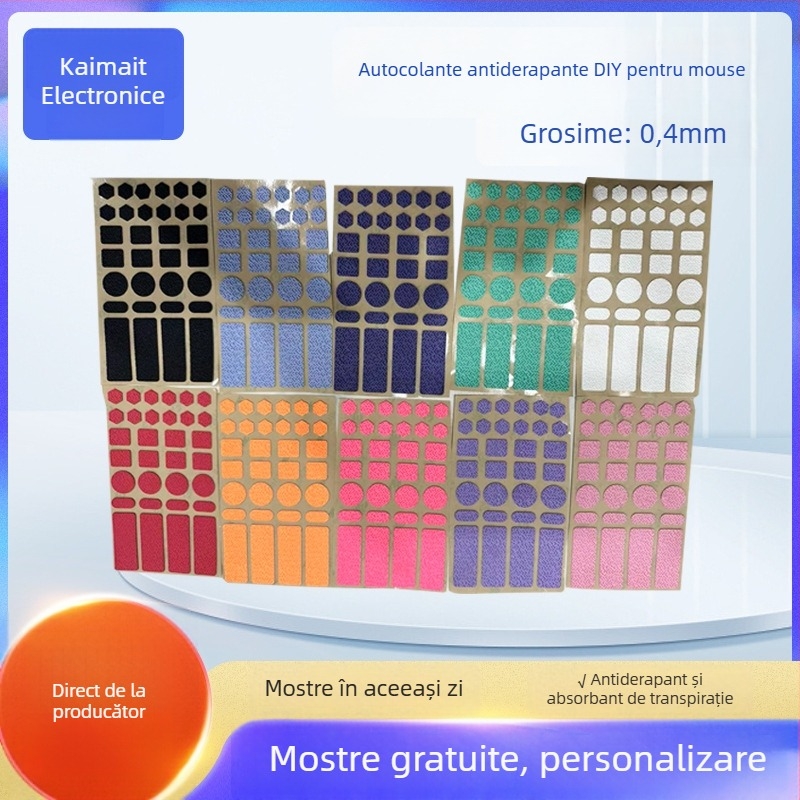 Stickeri DIY antiderapante pentru mouse, design os de pește, grosime 0,4 mm, compatibile Logitech, absorbante de transpirație și antiderapante, turnare prin injecție, proces OEM