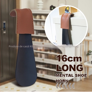 Shoehorn cu mâner curbat, finisaj spray, husă din piele, Junyiking
