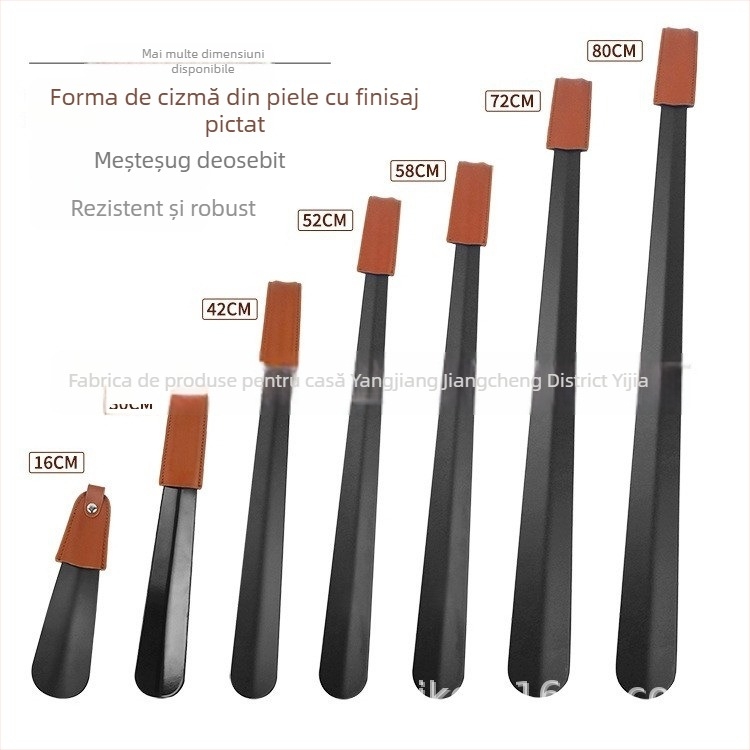 Shoehorn cu mâner curbat, finisaj spray, husă din piele, Junyiking