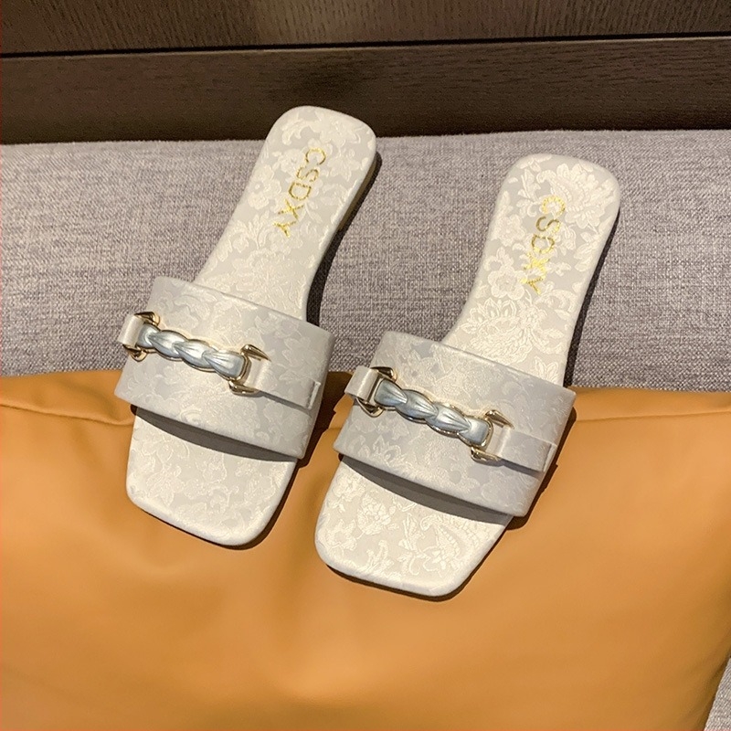 Slapi de plajă pentru femei, cu partea superioară PU, talpă din cauciuc, închidere cu un singur pas, culoare solidă, toamnă 2024