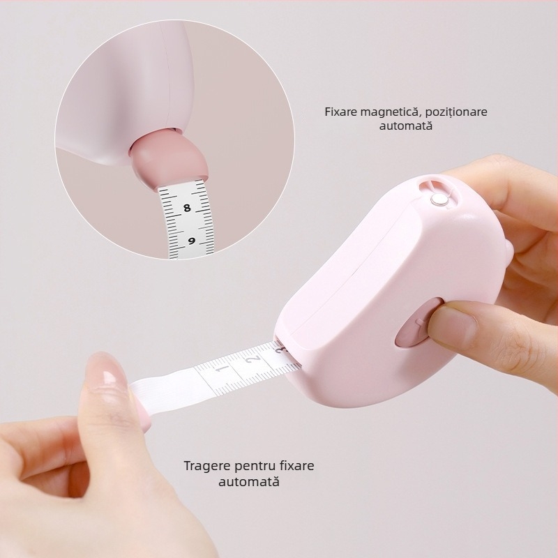 Bandă metrică magnetică pentru uz casnic – scară dublă, grosime, portabilă; material ABS, model multifuncțional, interval de măsurare 150 cm, personalizată pentru măsurători feminine