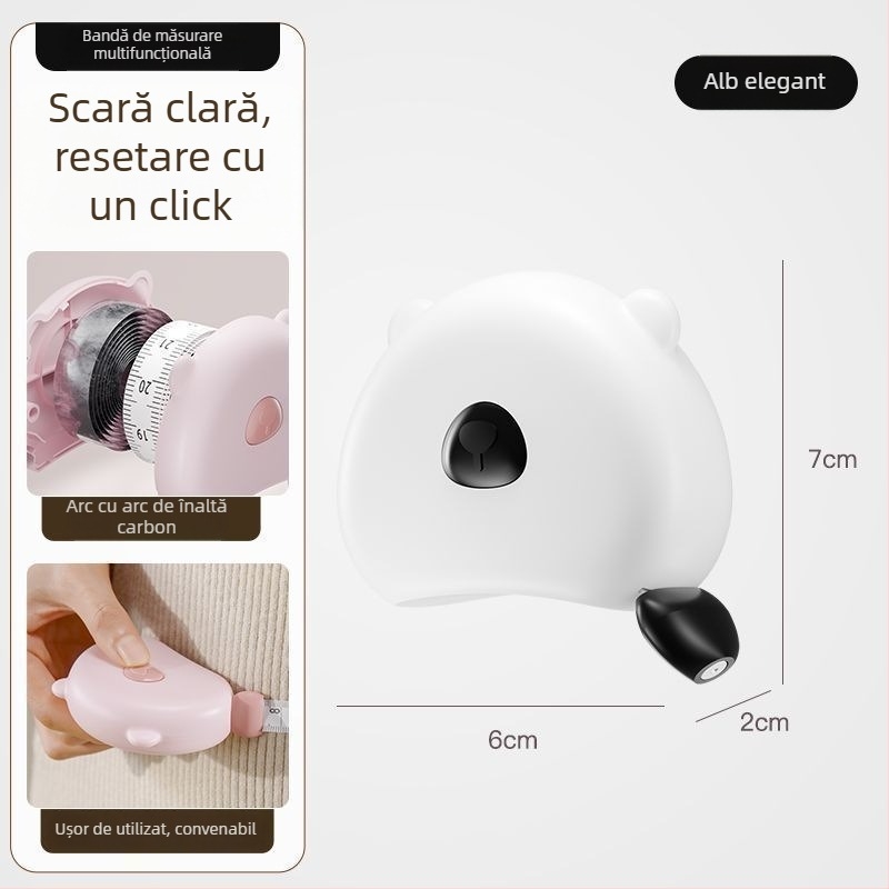 Bandă metrică magnetică pentru uz casnic – scară dublă, grosime, portabilă; material ABS, model multifuncțional, interval de măsurare 150 cm, personalizată pentru măsurători feminine