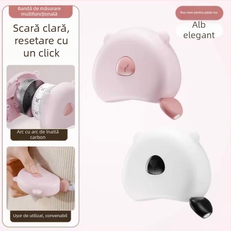 Bandă metrică magnetică pentru uz casnic – scară dublă, grosime, portabilă; material ABS, model multifuncțional, interval de măsurare 150 cm, personalizată pentru măsurători feminine