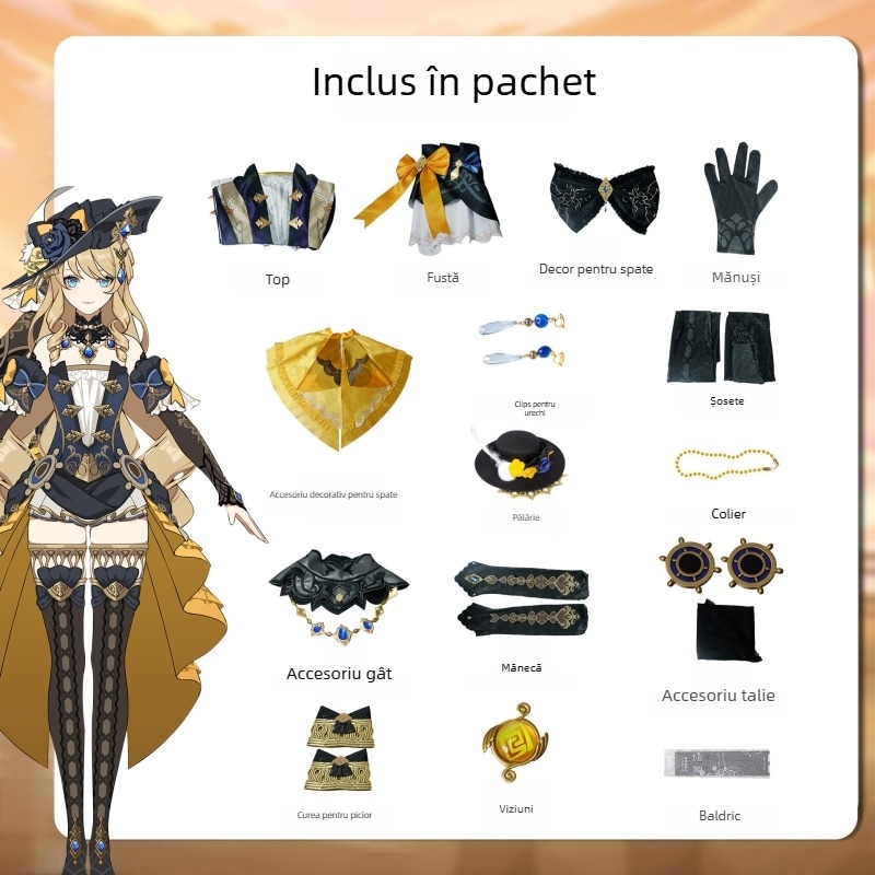 Costum cosplay Navia pentru Genshin Impact Fontaine – set complet, poliester (peste 95%), stil japonez, vară 2024