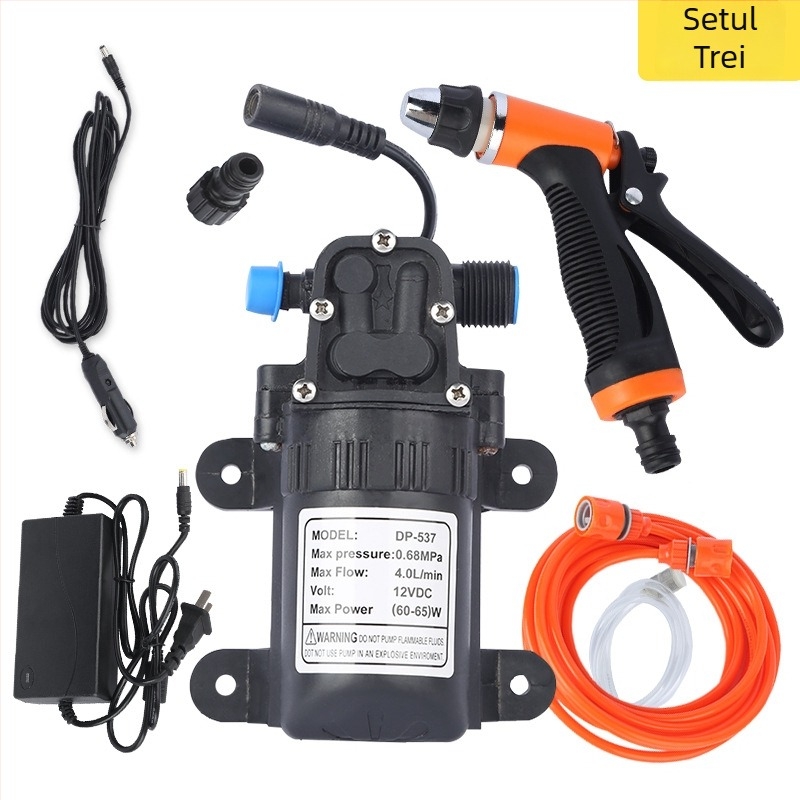 Pompa diafragmă mini pentru spălarea mașinii, 12V, presiune înaltă, portabilă, Shunfa, greutate 1,2 kg