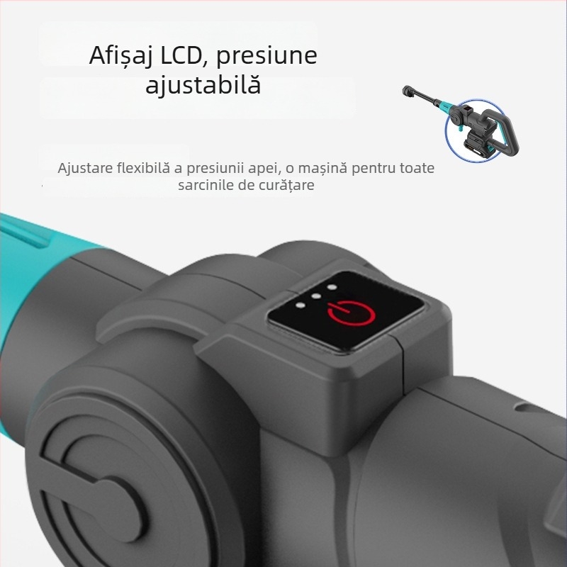 Dispozitiv portabil pentru spălat auto, pistol de înaltă presiune, alimentat cu baterie litiu, 21V, 315W, debit 4,2 kg/min, greutate 0,96 kg