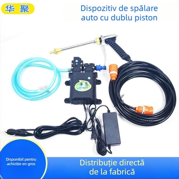 Spălător auto portabil cu sistem cu două pompe, pentru uz casnic; unitate multifuncțională; lungimea conductei de ieșire a apei: 10