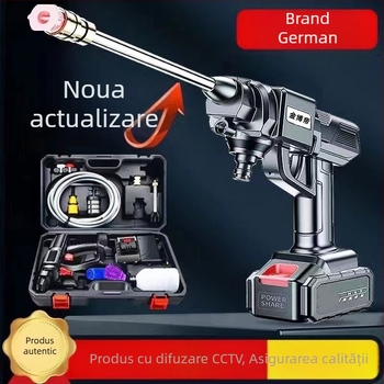 Pistol de spălat cu presiune înaltă pentru mașină, baterie Li-Ion portabilă, reîncărcabilă, 24V, 1800W, motor cu inducție