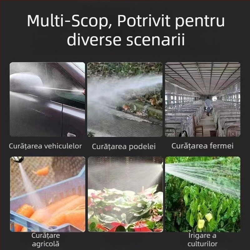 Pistol de spălat cu presiune înaltă pentru mașină, baterie Li-Ion portabilă, reîncărcabilă, 24V, 1800W, motor cu inducție