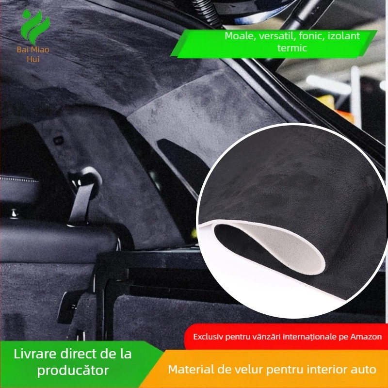 Tapiserie pentru plafonul auto, material suede cu spumă compozită, stil minimalist de lux, model uni, origine Foshan, Guangdong