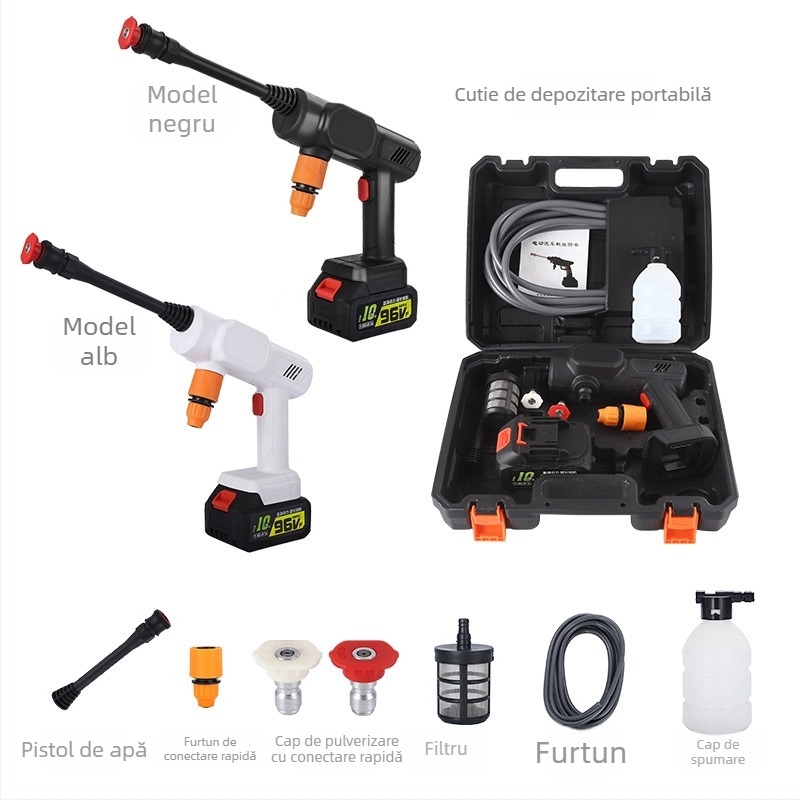 Joy — pistol de apă portabil fără fir pentru spălarea mașinii și udarea grădinii; baterie litiu, putere mare, fără cablu