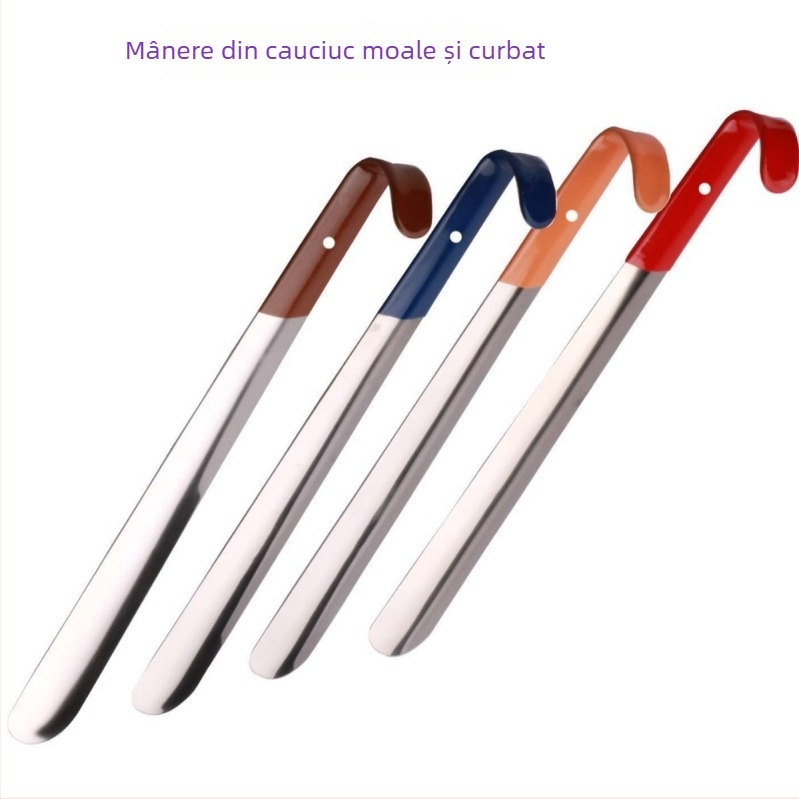 Încălțător din oțel inoxidabil cu mâner din cauciuc moale, cârlig îndoit, finisaj lucios, utilizare pe tot sezonul