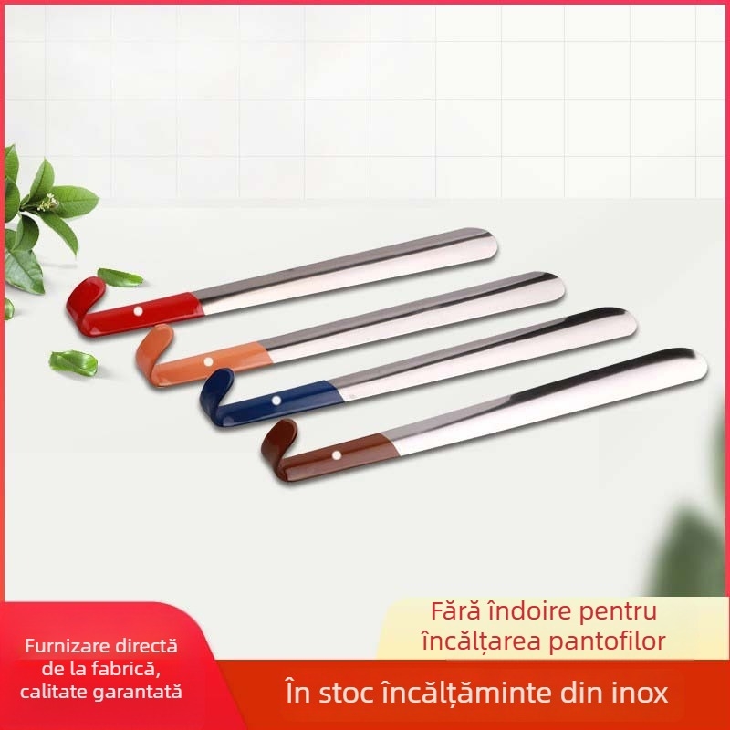 Încălțător din oțel inoxidabil cu mâner din cauciuc moale, cârlig îndoit, finisaj lucios, utilizare pe tot sezonul