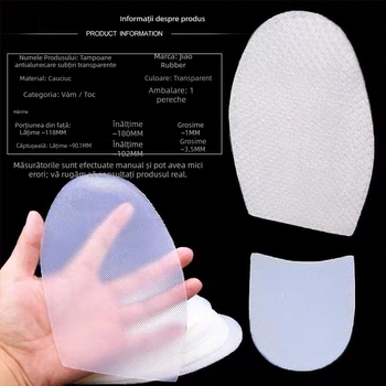 Piese de talpă pentru pantofi: cauciuc transparent, rezistent la uzură și amortizare zgomot pentru talpa din față și din spate; Marca Unique; Material Lemn; Stil Alt; Model Alt