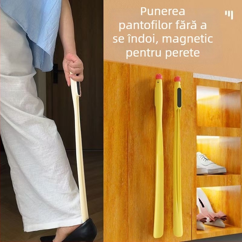 Bețişor pentru pantofi cu mâner lung, design nemișcat, pentru persoane în vârstă și gravide
