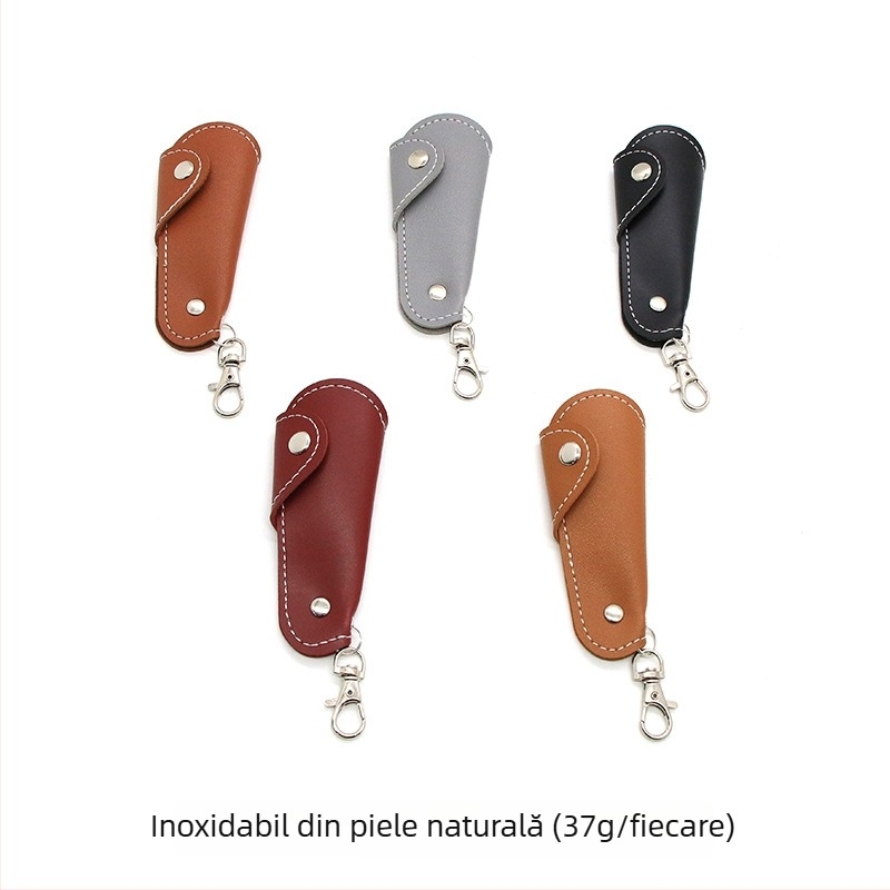 Xiebazi-7444 Shoehorn metalic cu husă din piele, Mini portabil, Design cu cataramă de agățare, Stil retro literar