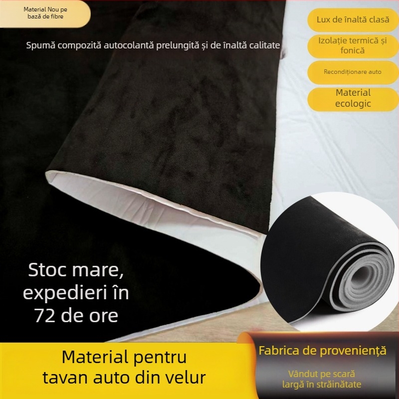 Tapiserie pentru plafon auto din velur suede – personalizabil, cu adeziv pe spate, model uni, brand Xianrui