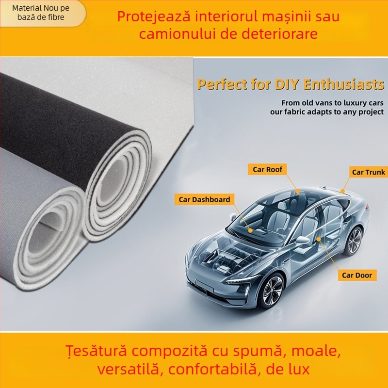 Tapiserie pentru plafon auto din velur suede – personalizabil, cu adeziv pe spate, model uni, brand Xianrui