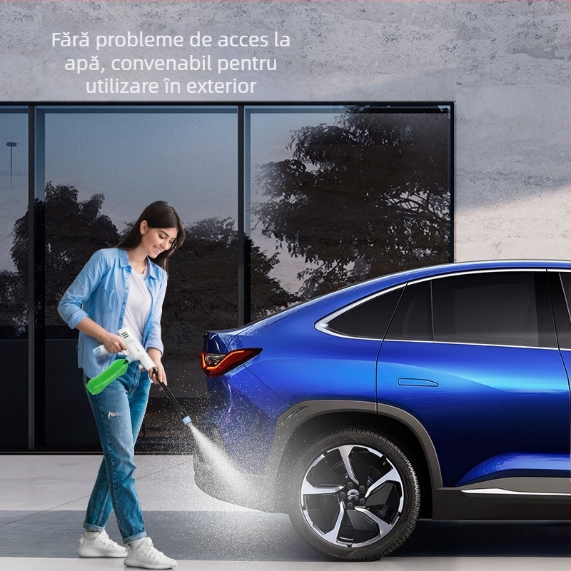 Mașină de spălat auto fără fir, baterie litiu, 16V, 100W, furtun de 5 m, presiune maximă 1 MPa, debit 2,9 L