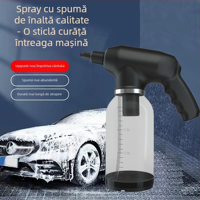 Pistol de spumă electric pentru spălarea mașinii, dispozitiv portabil fără fir pentru spumă, 12V, 18W, capacitate 2000 ml, greutate 600 g, 1200 rpm