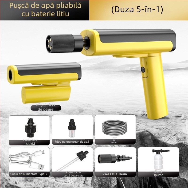 Pistol de spălat auto wireless, presiune înaltă, design pliabil, model NJ-HE, cod 1803, corp ABS, greutate netă 1,3 kg, debit 17A