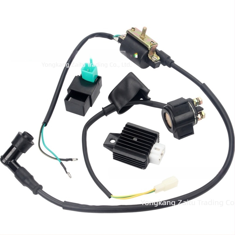 Set de componente electrice pentru motociclete/off-road/ATV cu releu de aprindere și stabilizator de tensiune pentru motoare 50-110cc