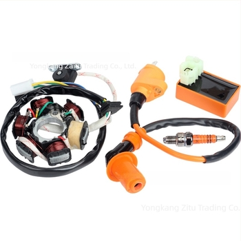 Set de sistem de aprindere pentru scuter GY6 50cc: bobină de pornire, pachet de înaltă tensiune, modul de aprindere, bujie – set complet