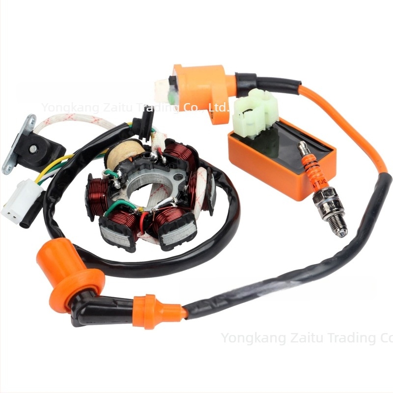 Set de sistem de aprindere pentru scuter GY6 50cc: bobină de pornire, pachet de înaltă tensiune, modul de aprindere, bujie – set complet