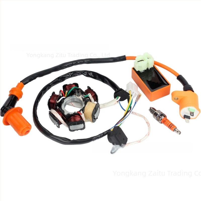 Set de sistem de aprindere pentru scuter GY6 50cc: bobină de pornire, pachet de înaltă tensiune, modul de aprindere, bujie – set complet