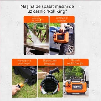 Mașină de spălat auto portabilă pentru uz casnic, cu presiune înaltă, 1500W, 220V, 110 bar, 7 L/min, 3,5 kg