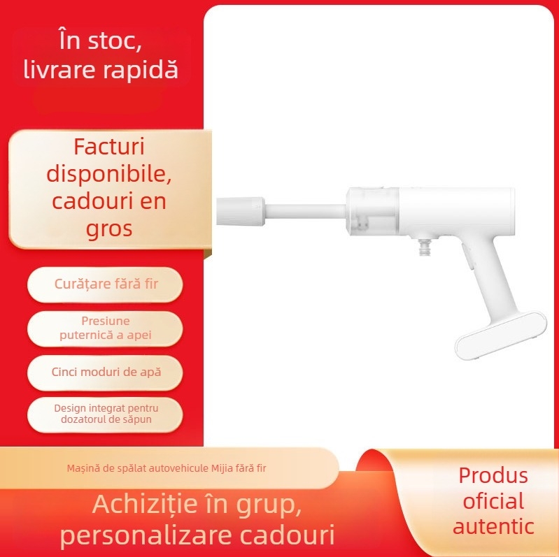 Mașină de spălat auto fără fir Xiaomi Mijia – portabilă, 12V, 270W, 2000mAh, furtun 6m, greutate 1,3 kg