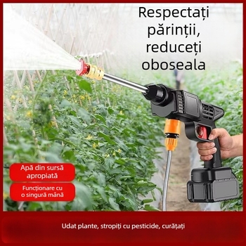 Pistol portabil de spălat auto, alimentat de baterie litiu 12V, 150W, 0,8 MPa, furtun de 5–10 m